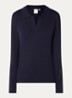 Cyton fijngebreide pullover met polokraag - Donkerblauw