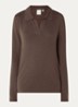 Cyton fijngebreide pullover met polokraag - Donkerbruin