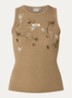 Calix tanktop met pailletten en kralendecoratie - Camel