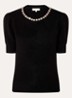 Franka fijngebreide top in alpaca wolblend met strass - Zwart