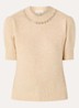 Franka fijngebreide top in alpaca wolblend met strass - Beige