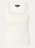 Linde tanktop met rechthoekige hals - Creme