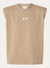 Sue T-shirt met schoudervulling en logo - Khaki
