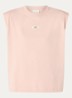 Sue T-shirt met schoudervulling en logo - Roze