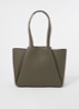 Midi Pyramid schoudertas van leer met 13.5 inch laptopvak - Bronsgroen