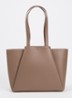 Midi Pyramid schoudertas van leer met 13 inch laptopvak - Taupe