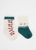 Sokken met print in 2-pack - Creme