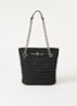 Chelsea Small shopper van raffia met leren details - Zwart