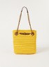Chelsea Small shopper van raffia met leren details - Geel