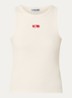 Ribgebreide tanktop met logoborduring - Beige