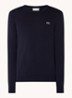 Fijngebreide trui met logoborduring - Donkerblauw
