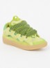 Curb sneaker van kalfsleer met suède details  - Lime