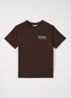 T-shirt met logo- en backprint - Bruin