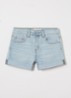 Girlfriend loose fit korte broek van denim met steekzakken - Lichtblauw