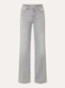 High waist straight leg jeans met gekleurde wassing en ceintuur - Lichtgrijs