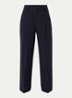 High waist wide fit pantalon met plooidetail - Donkerblauw