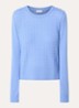 Kabelgebreide pullover in wolblend - Blauw