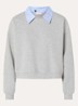 Sweater met afneembare kraag en strass - Grijsmele