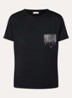T-shirt met borstzak en strass - Zwart