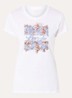 T-shirt met logoprint en strass - Blauw
