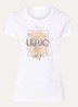 T-shirt met logoprint en strass - Gebroken wit