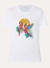 T-shirt met print en imitatieparels - Roze