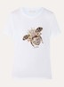T-shirt met print en imitatieparels - Geel