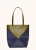 Puzzle Fold Medium shopper van kalfsleer - Donkerblauw