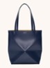 Puzzle Fold Medium shopper van kalfsleer - Donkerblauw