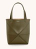 Puzzle Fold Mini shopper van kalfsleer - Bronsgroen