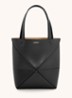 Puzzle Fold Mini shopper van kalfsleer - Zwart