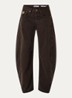 Aliana high waist tapered fit broek met steekzakken - Donkerbruin