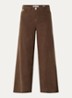 Marlene high waist wide fit broek van linnen met steekzakken - Donkerbruin