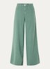 Marlene high waist wide fit broek van linnen met steekzakken - Zeegroen