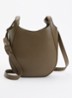 Le Foulonné crossbodytas S van leer - Olijfgroen