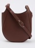 Le Foulonné crossbodytas S van leer - Donkerbruin