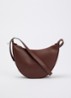 Le Foulonné crossbodytas S van leer - Donkerbruin