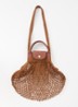 Le Pliage Filet handtas met leren details - Bruin