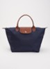 Le Pliage handtas M met leren details - Donkerblauw