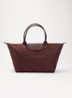 Le Pliage One schoudertas L met leren details - Aubergine