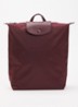 Le Pliage One rugzak M met leren details - Aubergine