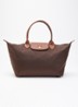 Le Pliage Original schoudertas L met leren details - Donkerbruin