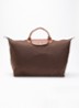 Le Pliage Original reistas L met leren details - Chocoladebruin