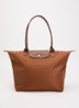 Le Pliage Original schoudertas L met leren details - Cognac