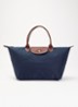 Le Pliage Original schoudertas L met leren details - Donkerblauw