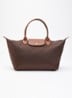 Le Pliage Original schoudertas L met leren details - Donkerbruin
