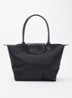 Le Pliage Original schoudertas M met details van leer - Zwart