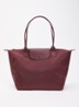 Le Pliage Original schoudertas M met details van leer - Aubergine