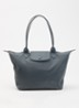 Le Pliage Original schoudertas M met details van leer - Staalblauw