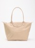 Le Pliage Original schoudertas M met details van leer - Beige